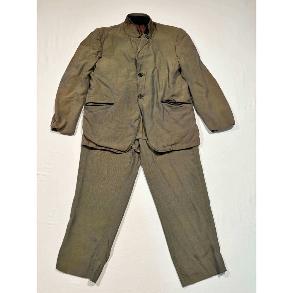 Vintage Diplomat‎ Mens 2 Piece Suit Olive Green Mandarin Made in USA 28x22.5